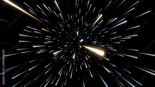 Hyperspace warp speed jump through stars accelerating in deep space for sci-fi intro