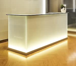 Crystal Glass Straight Reception Desk with Light (Desk with Pedestal)