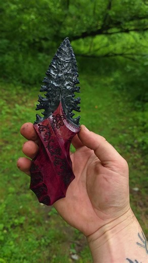 my knapped artwork #knapping #obsidian #artwork #woodwork #fyp | artwork