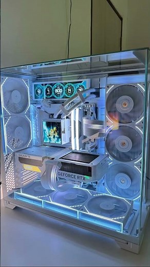 8.8" LCD from turing smart screen install on lian li vision compact 🤍🖥️ #gamer #pc #desksetup