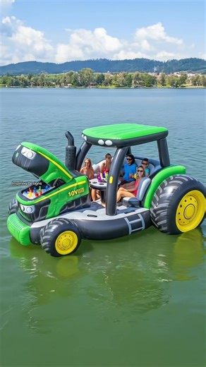 Wow! This inflatable tractor float looks like tons of fun! 🤯👏 #lakelife #cabinlife