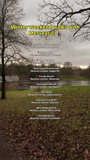 Wrap up warm and make the most of the quieter days with a peaceful winter walk👣❄️🧣 There are so many local parks, beaches, and open spaces to enjoy within the Liverpool City Region - all of which are just a short walk from a Merseyrail station🚊 Plan your journey and find more destination inspiration at merseyrail.org 🔗