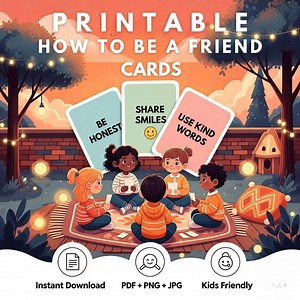 Friendship Skills Flashcards: Kindness Activities for Kids (PDF, PNG, JPG Downloadable Cards) - Etsy