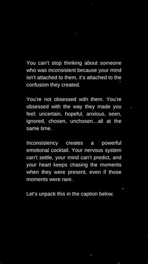 𝐖𝐨𝐮𝐧𝐝𝐞𝐝 𝐈𝐧𝐧𝐞𝐫 𝐂𝐡𝐢𝐥𝐝 𝐇𝐞𝐚𝐥𝐢𝐧𝐠 | 𝐌𝐞𝐧𝐭𝐚𝐥 𝐇𝐞𝐚𝐥𝐭𝐡 𝐒𝐮𝐩𝐩𝐨𝐫𝐭 on Instagram: "⚠️ So you end up thinking about them nonstop because: • They gave you just enough attention to awaken your hope • Then pulled away fast enough to trigger your insecurity • Then reappeared just in time to keep you emotionally hooked It’s not connection. It’s intermittent reinforcement, the same psychology behind addiction. Your brain becomes wired to chase the “high” of the next message, 