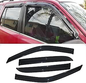 94113 Side Window Wind Vent Deflector,4pcs Out-Channel Tape-On Nice Shade Rain Guards Set,Dark Smoke window visors fit for 1997-2001 Honda CR-V