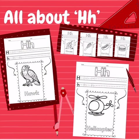Letter H Worksheets for Kids | 40 Printable Pages | Trace, Write, Color | Preschool & Kindergarten Phonics | Alphabet Worksheets - Etsy