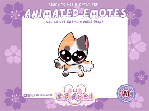 Twitch Animated Emote, Calico Cat Funny Meme Blink, Discord & Youtube Streamer Emoji - Etsy