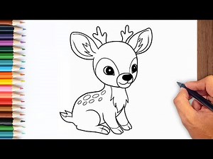 How to draw Baby Deer step by step - Cute Deer Drawing Ideas