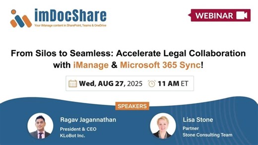 Webinar! Accelerate Legal Collaboration with iManage Microsoft 365 Sync! | imDocShare