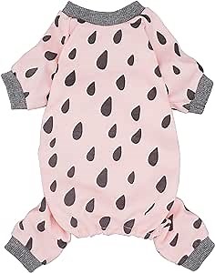 Fitwarm 100% Cotton Raindrop Pet Clothes for Dog Pajamas Onesies Jumpsuit Puppy Cat PJS Jammies Pink Medium