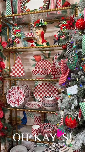 Our MacKenzie-Child’s Cherry Check pattern is the perfect way to infuse a touch of Christmas spirit into your home. Whether you choose a single piece or create an entire tablescape, this delightful design will bring warmth and joy to your holiday celebrations! #mackenziechilds #cherrycheck #christmastablesetting #christmastablescape #christmasdecor #riograndevalley #mcallen #shoplocal #texas | Oh Kay's!
