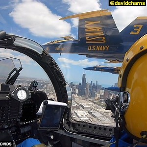 I ❤️ Chicago! Here's the view from inside the cockpit as the Blue Angels flew over Chicago. Do you see the famous skyscrapers? Tuesday's flyovers in Chicago, Detroit and Indianapolis were in honor of all the health care and essential workers fighting against the COVID-19 pandemic. 🇺🇸 https://www.instagram.com/davidcharnsnews/channel/ | David Charns