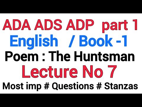 ADA ADS ADP part 1 English book no 1 poem/PU SGD GCUF/ lecture No 7/imp questions & stanzas