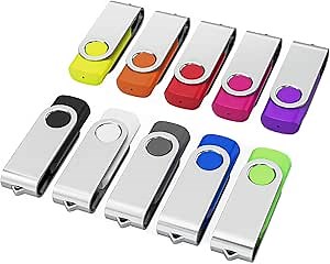 Flash Drives 64GB 10 Pack, Wooolken USB 2.0 Thumb Drives with Keychains Memory Stick USB Drive Pendrive for PC Laptop Computer (Mixcolors)