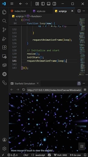 JavaScript Parallax Starfield Tutorial — HTML5 Canvas Animation #javascript #webdev #coding