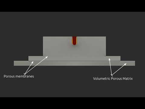 Bi-phasic (air-acid) Flow through Porous Membranes & Volumetric Porous Media with FEM (ICFD LS-DYNA)