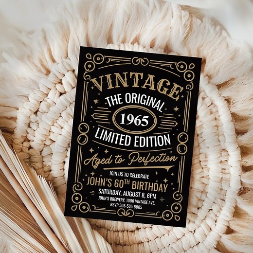60th Birthday Invitation: Vintage Whiskey Label Party (instant Download, Editable Canva Template) - Etsy