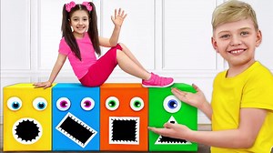 6.1K views · 62 reactions | Feeding hungry boxes with right colors and shapes Varia and Artem feeding hungry boxes with food of right color and shape | Toys Review | Facebook