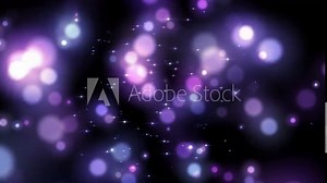 Violet abstract bokeh background sparkling lights effect. Floating blurry balls close up. Grain blurry noise, soft focus. Festive background for advertising, congratulations, text. 3D animation