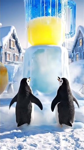 Cute Penguins Build a Giant Lemonade Fountain!