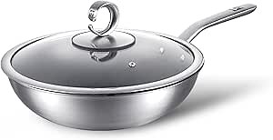 13 in Titanium Wok with Lid – Nonstick Wok & Stir-Fry Pan, All Stovetops & Induction Safe, Oven & Dishwasher Safe, Non-Toxic, No Coating – Durable Titanium Cookware, Frying Pan & Pot