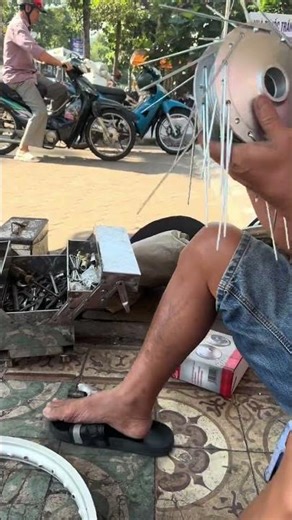 Motorcycle Wheel Spoke Lacing Like a Pro 🔥 | Full Rim Build Process Satisfying