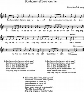 Bonhomme! Bonhomme! Beth's Notes Songs   Resources