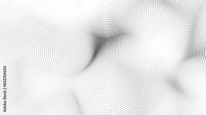 abstract black dot wave technology background with blue light digital effect. Digital dynamic wave of particles. Abstract technology has a grunge background. Big data visualization