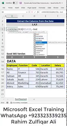 54K views · 524 reactions | Dynamically Extract Data Columns based on String in Excel with CHOOSECOLS & TEXTSPLIT Function | #Excel 365 | =CHOOSECOLS(B15:F21,--TEXTSPLIT(D3,",")) | Excel Basement | Facebook