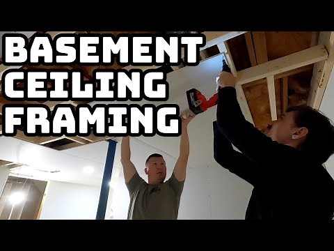 BASEMENT drywall CEILING | No UGLY drop ceiling | How to FRAME a BASEMENT ceiling