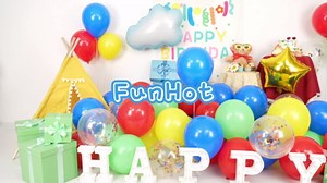 Red Yellow Blue Balloons, 12 Inch Red Yellow Blue Green Confetti Balloons with Cloud and Star Foil Balloon for Birthday Baby Shower Carnival Circus Party Decoration