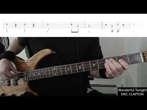 Wonderful Tonight by Eric Clapton - Bass Cover with Tabs Play-Along