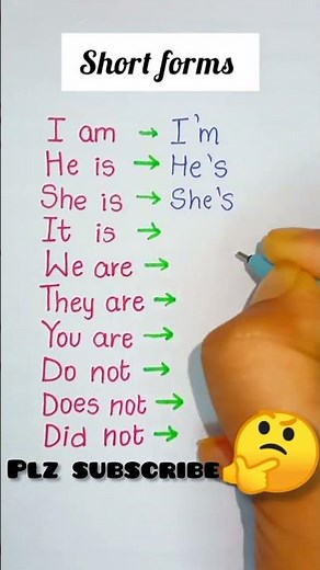 wow! learn short forms in 15s best way to learn english grammar #dj