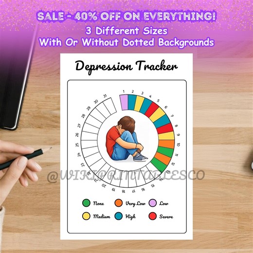 Depression Tracker Printable, Anxiety Tracker, Depression Workbook, Stress Tracker, Depression Improvement, Anxiety & Depression Log - Etsy
