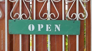 OPEN sign door board used for the The Shop or store tell the customer - sign OPEN