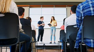 Two Students Giving Presentation To High Stock Footage SBV-327935443 - Storyblocks