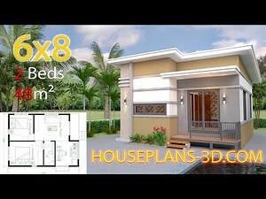 Small House Design Plans 6x8 with 2 Bedrooms
