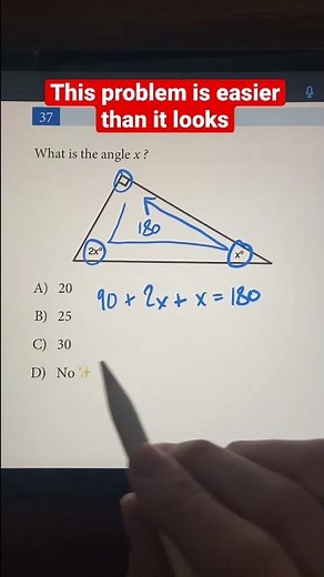 Missing Angle Inside Triangle Problem | Trigonometry SAT & ACT Prep #shorts #math #maths