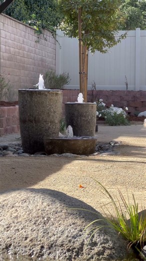 Let the sound of water, slow everything down 😌 #flowlandscape #backyard #waterfall ￼