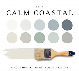 Behr CALM COASTAL Color Palette, Behr Coastal Farmhouse, BEACH House Colors, Coastal Exteriors, Home Paint Selection, Behr Dolphin Fin, Calm - Etsy