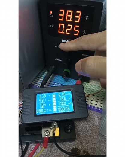 Peacefair PZEM-015 DC volt watt meter reading check with bench DC supply