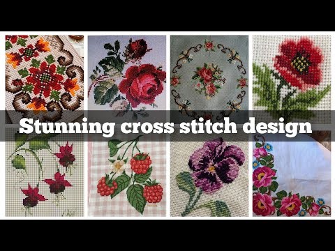 Beautiful hand cross stitch #Floral cross stitch hand embroidery thick cotton