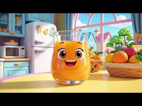 Orange Song for Kids 🍊 | Cute Orange in Juice Glass | Nursery Rhymes & Baby Songs