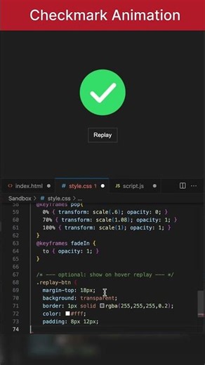 Checkmark animation using HTML and CSS #shorts