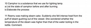 10 Camphor is a substance that we use for lighting lamp.a.List... | Filo