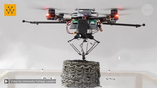 A system of flying drones working together to 3D print material, has been developed by a team involving researchers at UCL and Imperial College London. It’s the first time flying drones have been coordinated like this to 3D print an object. The system, called Aerial Additive Manufacturing (Aerial-AM), is an approach to 3D printing using collaborative flying robots to transport and deposit building material. Inspired by natural builders like bees and wasps, it employs a fleet of drones collective