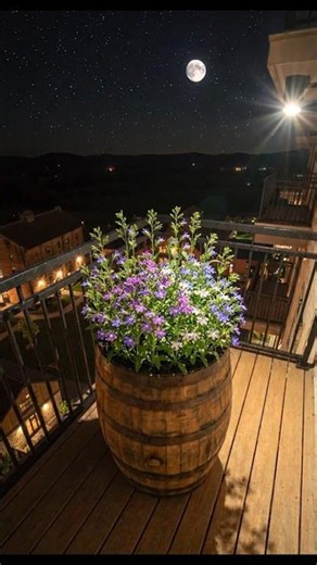 Beautiful Lobelia Barrel Planter Transformation🌸|Stunning balcony Garden Makeover #diy #gardendesign