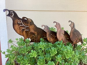 Rusted Steel Quail Family Garden Art - Metal Bird Sculpture - Etsy
