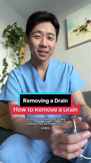 How to remove a drain at home after surgery. Which you should only do if per your doctor’s discharge instructions. #doctortok #surgery #postop #medschool #medschoolproblems #fypシ #surgeontok