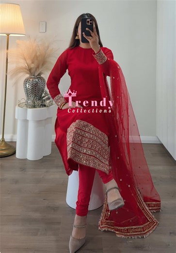 Saubhagyawati Designer Kurtha Set in Red for Women